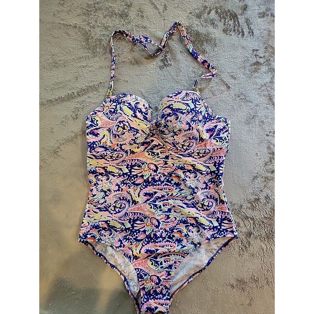 Polovi One-Piece Swimsuit Womens Eur 46 Us 18 Tropical Colorful Coconut Girl
